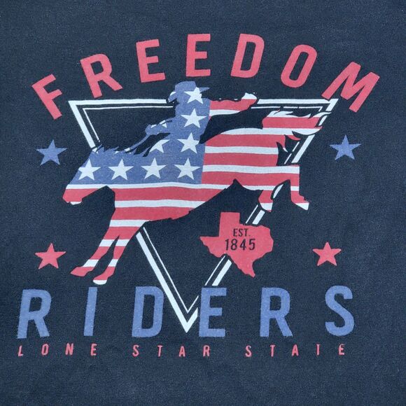 Raw State SS Black Unisex Tee "Freedom Riders Lone Star State" - Size Large - Picture 1 of 4